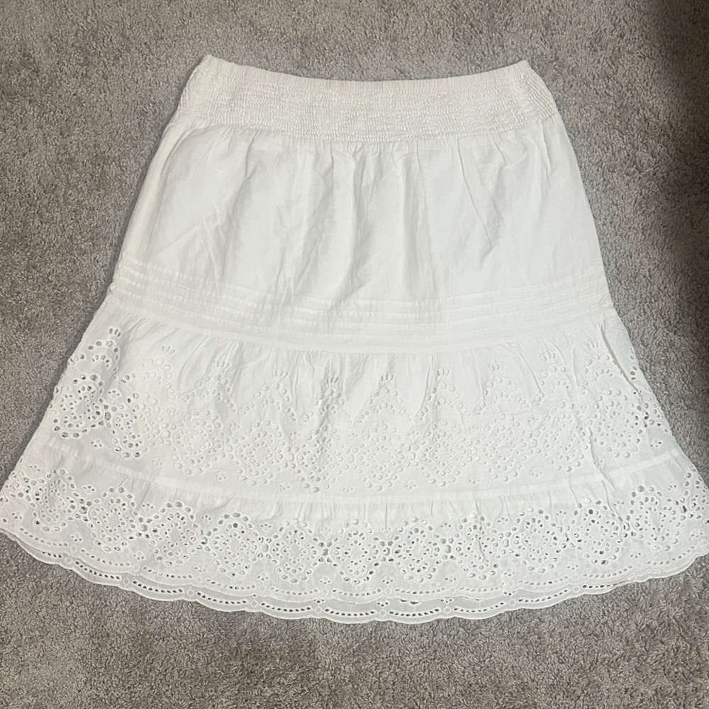 Maurices White A-Line Eyelet Skirt